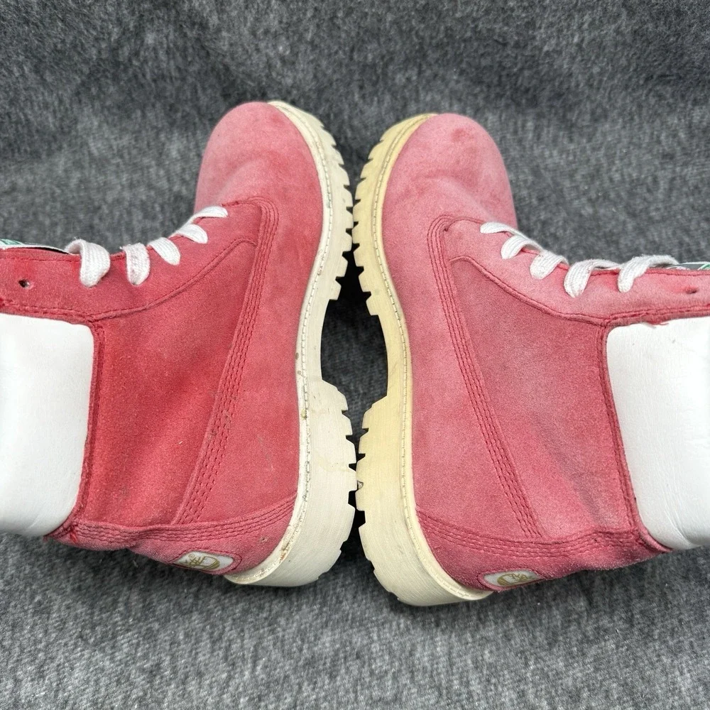 Timberland 6 Inch Boot 24998M Womens 6 UK 5.5 Dark Rose Pink Suede White Used